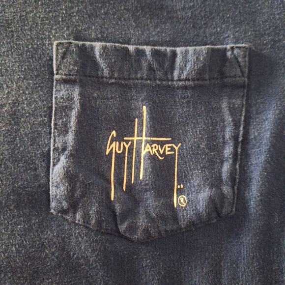 Y2k 2006 Guy Harvey T-Shirt Size Large Cut Off Saltwater Fish Pelagic Blue - Picture 2 of 6